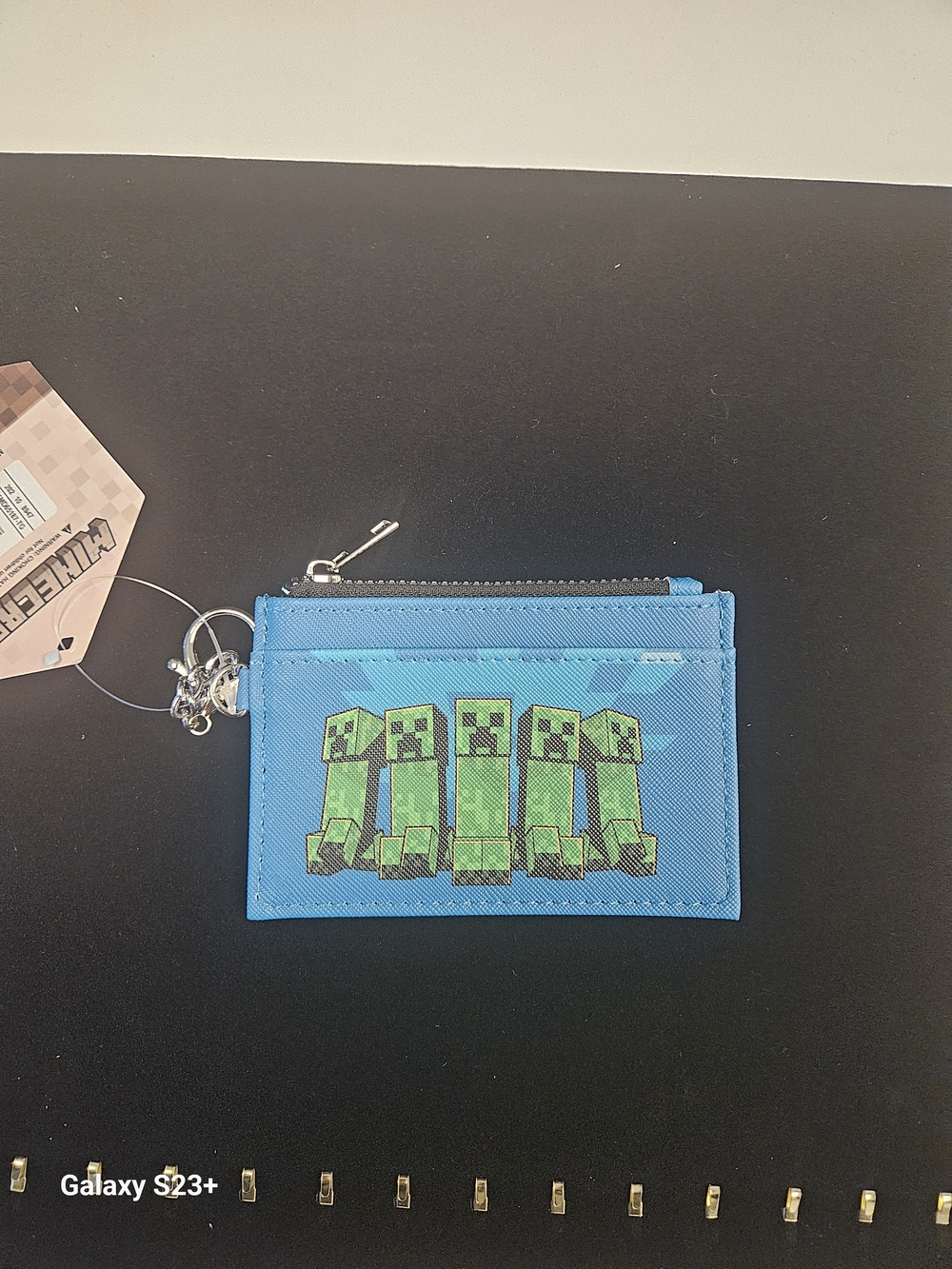 Minecraft Blue Creeper 5 Card Holder Wallet with Key Ring